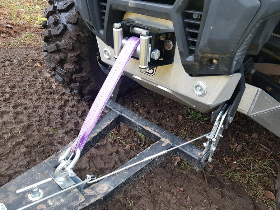 Plow lift strap kit for a winch