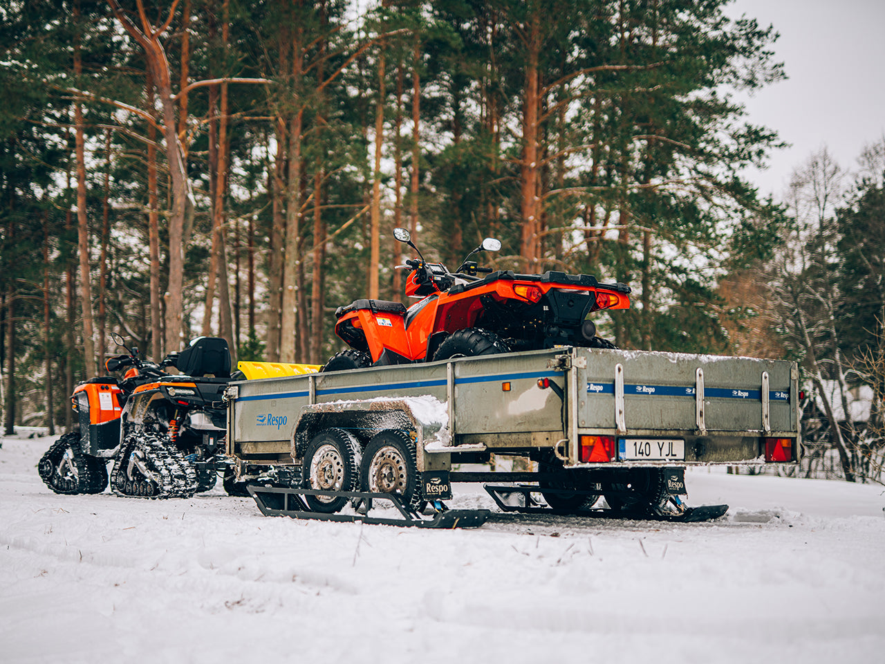 Trailer skis: ( 2 axle trailer ): adjustable width: road & offroad tyres