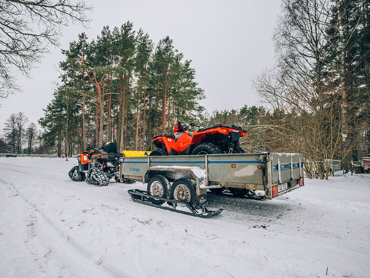 Trailer skis: ( 2 axle trailer ): adjustable width: road & offroad tyres